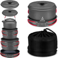 Camping Cookware Set – Compact Hard Alumina Pots & Pans w/ Carry Bag