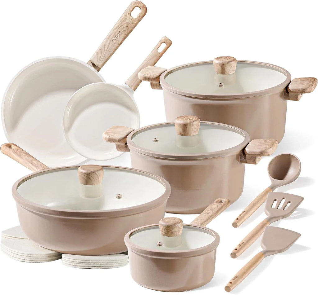 18Pcs Ceramic Pots and Pans Set Non Stick, Healthy Cookware Set, PFAS/PFOA Free