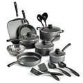 18 Piece Non-stick Cookware Set, Steel Gray - NEW